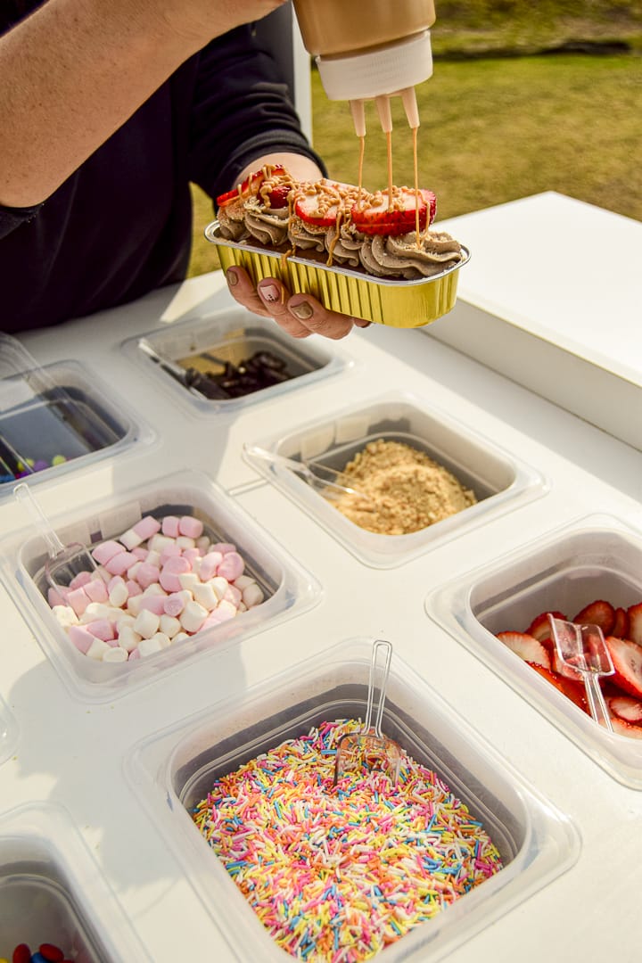 Elegant white cake cart view 5