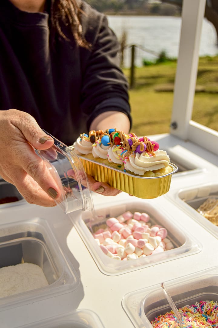 Elegant white cake cart view 6